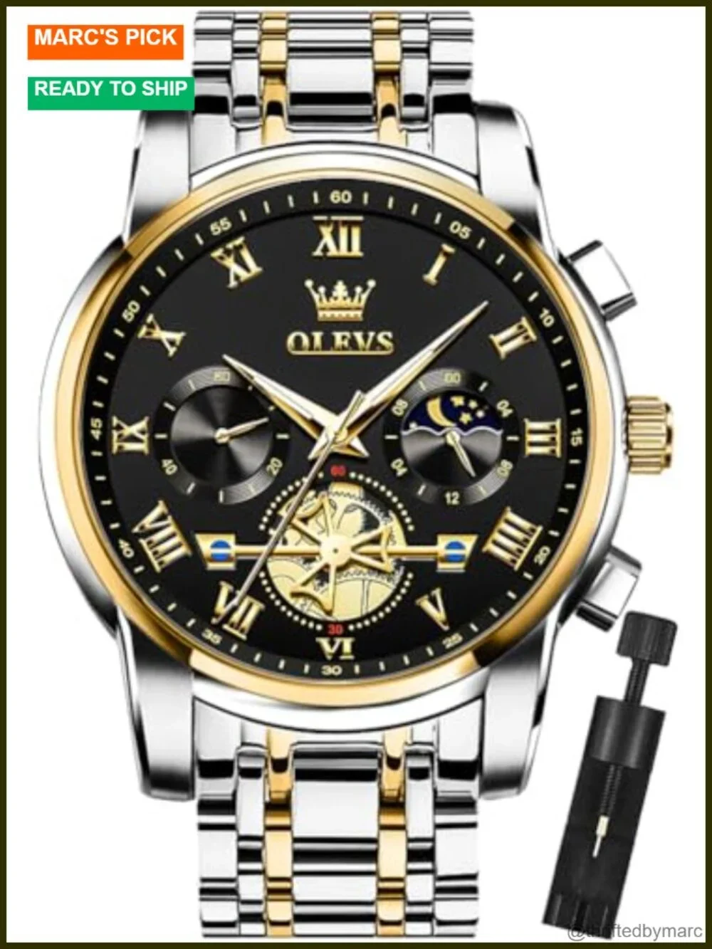Men's Business Chronograph Stainless Steel Waterproof Luminous Quartz Watch